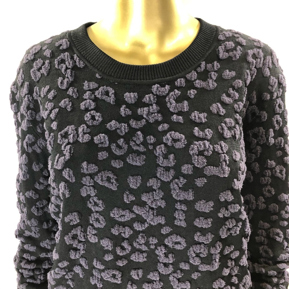 Rebecca Taylor Leopard Print Sweater Large Nylon Blend Chic Pullover - Picture 2 of 7